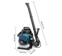 Mochila sopladora de hojas, motor de 4 tiempos, gasolina - Potencia de 2,6 kW - Cilindrada del motor: 75,6 cc