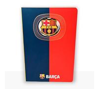 MOCIWORLD - Cuaderno FC Barcelona con Escudo en 3D - encuadernacón Cosida y Acabados de Calidad - 120 páginas de Hojas sin pautar - Color Azulgrana - Tamaño A6