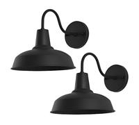 Moddeny 2 Piezas Luces de pared retro al aire libre, lámpara de cuello de cisne negra para granero, lámparas impermeables E27 para montaje en pared exterior para porches, garajes y patios