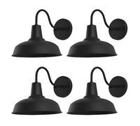 Moddeny 4 Piezas Luces de pared retro al aire libre, lámpara de cuello de cisne negra para granero, lámparas impermeables E27 para montaje en pared exterior para porches, garajes y patios