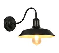 Moddeny Luces de pared al aire libre retro Luz de granero de cuello de cisne de hierro negro Luz de pared de porche vintage Luz de garaje impermeable Montaje en pared Luminaria exterior
