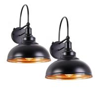 Moddeny Luz de Granero de Cuello de Cisne Negra Vintage con Sensor IP54 Luces de Pared al Aire Libre Impermeables Luces de Porche de Montaje en Pared de Granja Aplique de Pared Exterior Retro