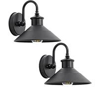 Moddeny Luz de Pared para Exteriores, Luces de Granero Impermeables de Hierro, Accesorio de iluminación de Montaje en Pared Negro para Exteriores, Aplique de Pared de Cuello de Cisne de 10 Pulgadas