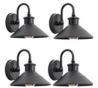 Moddeny Luz de Pared para Exteriores, Luces de Granero Impermeables de Hierro, Accesorio de iluminación de Montaje en Pared Negro para Exteriores, Aplique de Pared de Cuello de Cisne de 10 Pulgadas