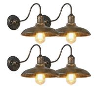 Moddeny Paquete de 4 luces de pared para exteriores de bronce vintage, lámpara de granero con cuello de cisne de 9,8 pulgadas, resistente al agua, para porche, estilo retro de granja