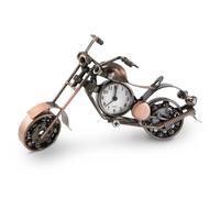 Modelo de motocicleta vintage con reloj, diseño retro de cobre con arte de hierro y metal, figura de motocicleta, colección de adornos de repisa, reloj de decoración para el hogar, oficina, regalo