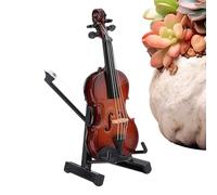 Modelo de Violín Miniatura de Madera | Figura de Instrumento Musical Mini Violín con Expositor | Accesorio de Colección Decorativo de Madera para Oficina y Dormitorio