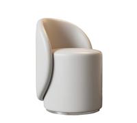 Modern Boucle - Taburete redondo con reposapiés para sala de estar, dormitorio, vestidor, asiento blanco