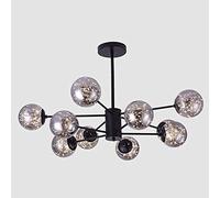 Modern Crystal Glass Chandelier Chandelier Lighting Elegant Black During Lamp Ceiling Lighting Fixture Compatible with Dining Living Room,iluminación de techo