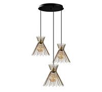 Modern Gold Chandelier, 63 x 63 cm, altura 128 cm, cuerpo de metal, altura ajustable, 3 x E27 máx. 40 W, elegante iluminación para el hogar y la oficina