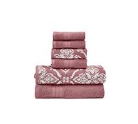 Modern Threads Amaris - Juego de 6 Toallas Reversibles de Jacquard teñidas de Hilo - Toallas de baño, Toallas de Mano y paños - Súper absorbentes y de Secado rápido - 100% algodón Peinado, Palisandro