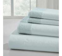 Modern Threads Includes Flat, Fitted Sheet with Deep Pockets, & Pillowcases Juego de sábanas de Microfibra de Encaje de Ganchillo de 3 Piezas, tamaño, Mist, Gemelos, Cama Individual, 3
