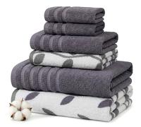 Modern Threads - Juego de Toallas de 6 Piezas, 100% algodón, Jacquard teñido en Hilo y Liso, Incluye 2 Toallas de baño, 2 de Mano, 2 paños, absorbentes, Secado rápido, Suaves y duraderas, Lavanda