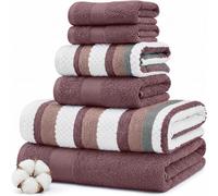 Modern Threads, Pax, Juego de Toallas Reversibles de Jacquard teñidas, Toallas de baño, Mano y paños, súper absorbentes y de Secado rápido, 100% algodón Peinado, 6 Unidades, Rosa Palisandro