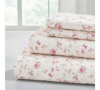 Modern Threads Sábanas Impresas de Microfibra Suave, sábanas de Microfibra de Lujo, Incluye sábana encimera, sábana Bajera Ajustable con Bolsillos Profundos y Fundas de Almohada Kashmir Rose King