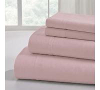 Modern Threads Sábanas Lisas de Microfibra Suave, lujosas sábanas de Microfibra, Incluye sábana encimera, sábana Bajera con Bolsillos Profundos y Fundas de Almohada, Cameo Rosa, tamaño Queen