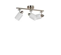 Moderna chandelier con cuerpo de metal y tapa de cristal, 12 cm de diámetro, 20 cm de altura, 56 cm de longitud, casquillo E27, máx. 40 W, elegante diseño blanco para hoteles y hogares