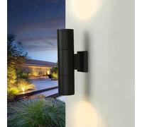 Moderna Lámpara De Pared Negra Up Down IP54 GU10 Exterior Balcón TREASA
