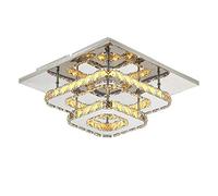 Moderna lámpara de Techo de Cristal K9, luz cálida LED Moderna y Sencilla, iluminación Interior integrada Cuadrada de Doble Capa, Sala de Estar, Dormitorio, Estudio, Entrada, Accesorio de Villa