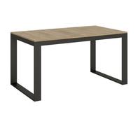 Moderna Mesa Extensible De 6 A 20 Plazas De 160 A 420 Cm De Ancho Estructura De Madera Clara Y Metal Antracita Tiroz