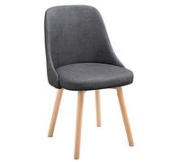 Moderna silla de comedor tapizada, silla auxiliar decorativa para sala de estar y dormitorio, silla de ocio Slish con patas de madera, silla Vani de maquillaje gris oscuro para cocina y comedor.