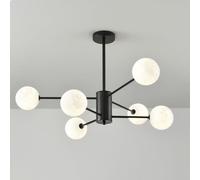 Moderno Comedor Lámpara de Techo Lámpara de Luna Blanca Leche Cocina Sputnik Lámpara Montada en el Techo Mid Century Vintage 6/8 Globo Accesorio de Iluminación para Salas de Estar Dormitorios/Negro/6
