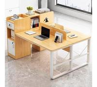 Moderno escritorio de madera con doble cortador con almacenamiento, mesa de estudio de 59 x 47 pulgadas para oficina en casa, elegante estación de trabajo de escritura, diseño ergonómico, muebles que