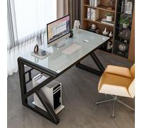 Moderno escritorio templado de 100 cm, para oficina en casa, juegos, mesa de estudio de escritura con negro e perfecto para la configuración de la oficina en casa