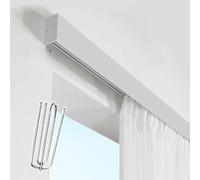 Moderno juego de barra de cortina ajustable dos en uno, 2,4 m / 7.9ft, divisor de riel único deslizante blanco silencioso con soporte de techo para decoración de dormitorio, sala de estar u oficina
