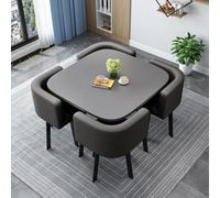 Moderno juego de mesa de comedor con 4 sillas, mesa de cocina cuadrada y redonda para 4 elegantes mesas de conferencias y sillas, ideal para el hogar y la oficina, 26 x 90 cm