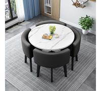 Moderno juego de mesa de comedor con 4 sillas, mesa de cocina cuadrada y redonda para 4 elegantes muebles de sala de conferencias y reuniones, solución de comedor para el hogar, cocina, comedor, 21,80