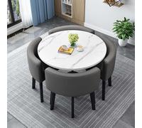 Moderno juego de mesa de comedor con 4 sillas, mesa redonda y cuadrada de madera de piel para el hogar y la oficina, 80 cm