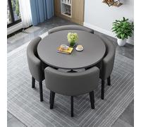 Moderno juego de mesa de comedor para 4 personas, mesa de cocina cuadrada redonda con 4 sillas, elegante mueble de sala de conferencias y reuniones, diseño compacto para el hogar y la cocina, 45,7 x