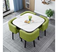 Moderno juego de mesa de comedor para 4 personas - Mesa de conferencias redonda/cuadrada Slish con 4 sillas Slish para sala de estar y comedor, diseño Cact de 80 cm / 31.5in, ahorra espacio