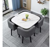 Moderno juego de mesa de comedor para 4 personas, mesa redonda/cuadrada y sillas para sala de estar y comedor, perfecto para conferencias y recepciones, 90 cm / 35.4in, diseño Slish
