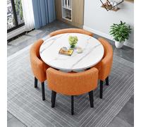 Moderno juego de mesa de comedor para 4 personas, mesa redonda y cuadrada que ahorra espacio y sillas para sala de estar pequeña, comedor, conferencia, recepción, 80 cm / 31.5in, diseño de cactus