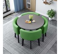 Moderno juego de mesa de comedor para 4 personas - Slish redonda y cuadrada, mesa de conferencias con 4 sillas, perfecta para sala de estar y comedor, ideal para espacios de 80 cm / 31.5in