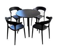 Moderno juego de mesa de comedor redonda de 5 piezas y 4 sillas para cocina, comedor, rincón de desayuno, recepción de oficina y negociación de sala de conferencias
