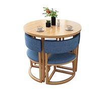 Moderno juego de mesa de comedor redonda para 4 personas con respaldo y mesa de centro de 80 cm, perfecta para espacios pequeños, ideal para oficina, recepción, salón y decoración de comedor