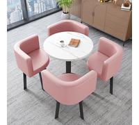 Moderno juego de mesa de comedor rosa y sillas para la cocina del hogar, dormitorio, balcón, recepción de oficina, cafetería, biblioteca, salón