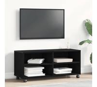 Moderno minimalista Mueble TV rectangular bajo Negro 90 x 35 x 40 5 cm | Mueble para TV 90 cm Negro Madera Ingeniería Moderno con Estantes y Almacenamiento Salón