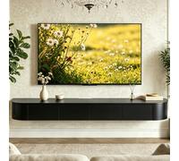 Moderno mueble de TV flotante de 220 cm, consola de pared con puertas abatibles y diseño Sto Sk para salas de estar Lar (negro)