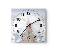 Moderno Reloj de Pared 30x30cm Cuadrado Decorativo Personas Marino - 5912 | Mar Brillante Playa Reloj de Vidrio Analógico Silencioso Decoración de Pared Sin Tic Tac Cocina Salón Dormitorio ARTTOR