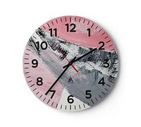 Moderno Reloj de Pared 30x30cm Redondo Decorativo Abstracto Pastel - 4982 | Pintar Rosa Gris Reloj de Vidrio Analógico Silencioso Decoración de Pared Sin Tic Tac Cocina Salón Oficina Dormitorio ARTTOR