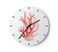 Moderno Reloj de Pared 30x30cm Redondo Decorativo Infantil Marino - 5858 | Coral Arrecife Costa Reloj de Vidrio Analógico Silencioso Decoración de Pared Sin Tic Tac Cocina Salón Dormitorio ARTTOR