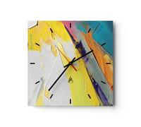 Moderno Reloj de Vidrio 40x40cm Cuadrado Decorativo Abstracto Arte - 4871 | Punto muerto Pinturas Tridimensional Reloj de Pared Analógico Silencioso Decoración de Pared Sin Tic Tac Salón ARTTOR