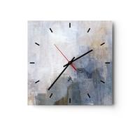 Moderno Reloj de Vidrio 40x40cm Cuadrado Decorativo Abstracto Pastel - 4904 | Luz Informal Moderno Reloj de Pared Analógico Silencioso Decoración de Pared Sin Tic Tac Cocina Salón Dormitorio ARTTOR