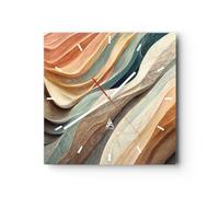 Moderno Reloj de Vidrio 40x40cm Cuadrado Decorativo Abstracto Pastel - 5696 | Textura Patrón Brillante Reloj de Pared Analógico Silencioso Decoración de Pared Sin Tic Tac Cocina Salón Dormitorio ARTTOR