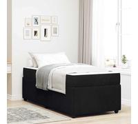 Moderno resistente base madera estilo dormitorio 200 x 80 cm negro | Sommier Estructura de Cama Negro 80x200 cm con Colchón Muelles Ensacados y Espuma, Base de Madera Resistente, Firmeza Media,
