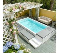 Moderno sistema de piscina de spa de 10/20 pies, gran acrílico sobre el suelo con chorros de hidromasaje, piscina modular prefabricada, cuerpo aislado para uso durante todo el año